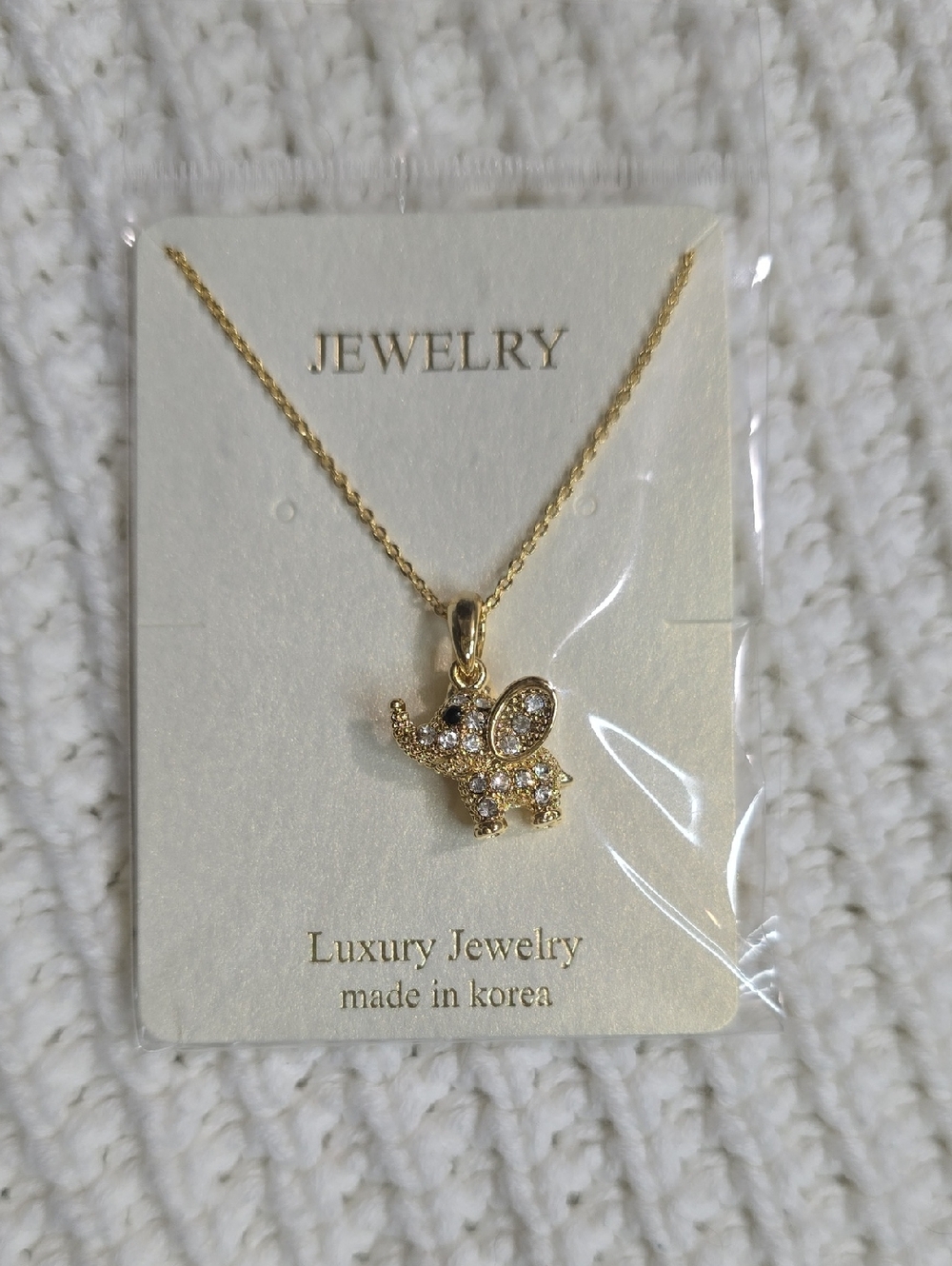 Trunks Up Gold Lucky Elephant Charm Necklace With Gold Chain Gold Plated